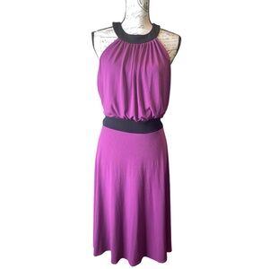 Purple Halter Dress with Black Trim